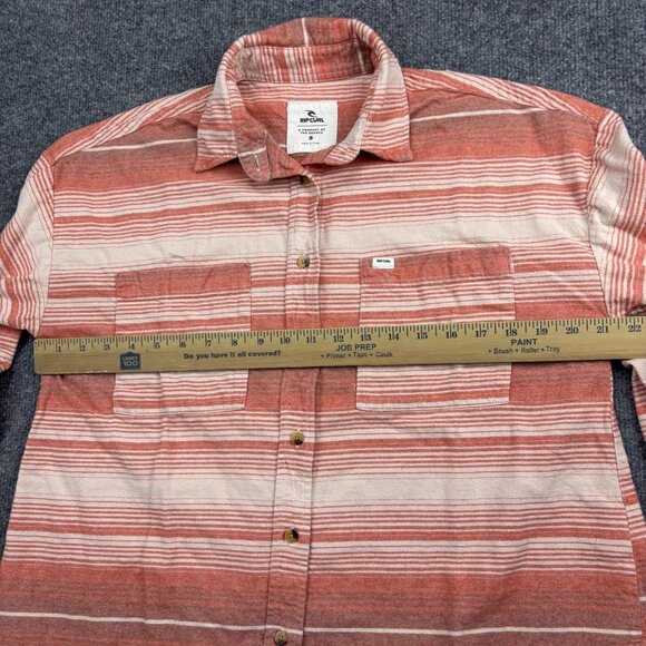 Rip Curl Shirt Mens Small Red White Stripe Button Front Cotton Casual 01YWSH - Picture 5 of 7